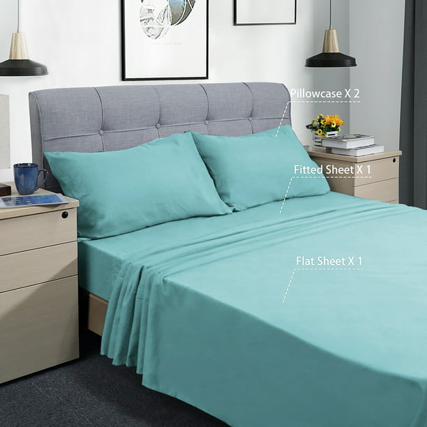 Details about  / DEEP POCKET 4 PIECE QUEEN BED SHEET 1800 COUNT SET SKY BLUE COLOR BRAND NEW